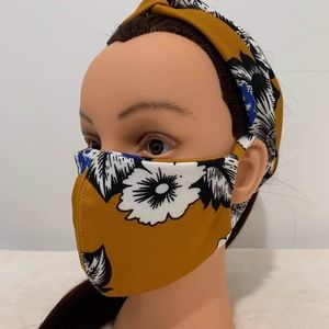 Boho Top Knot Headband and Facemask Set